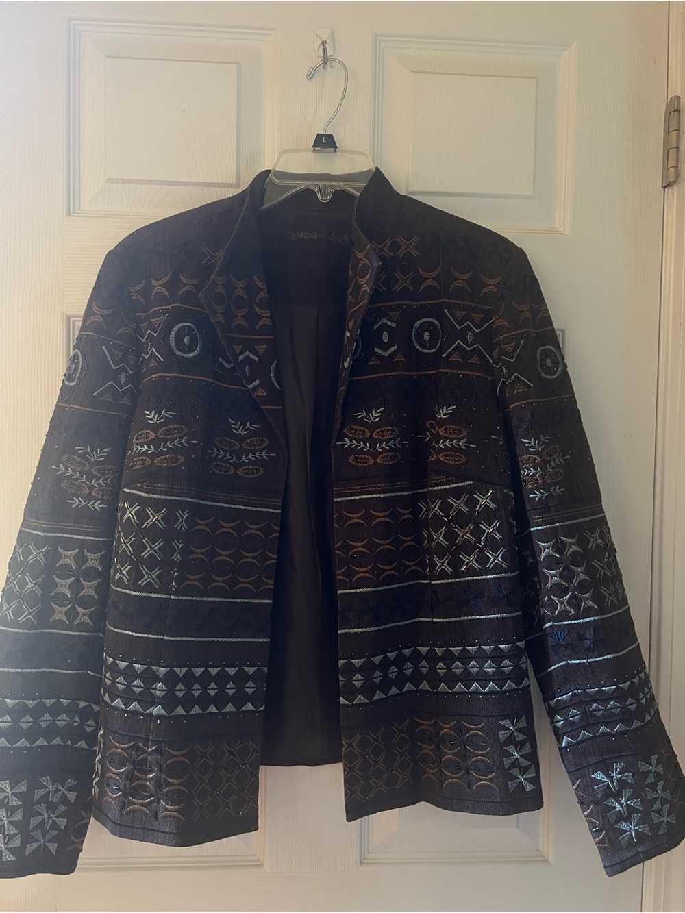 Coldwater Creek Embroidered Blazer with Metallic Accents
